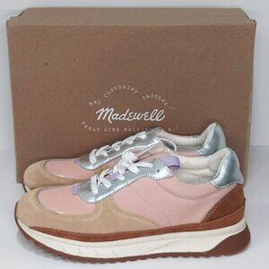 Madewell Casual Sneakers 9 Pink Tan Brown Metallic Leather Nubuck J. Crew MA507
